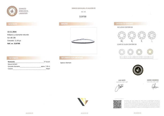 Bratara Tennis Aur Alb 18k, Diamante negre 7.05 ct in total [3]