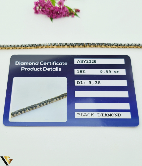 Bratara Tennis Aur Rose 18k, Diamante negre 3.38 ct [3]