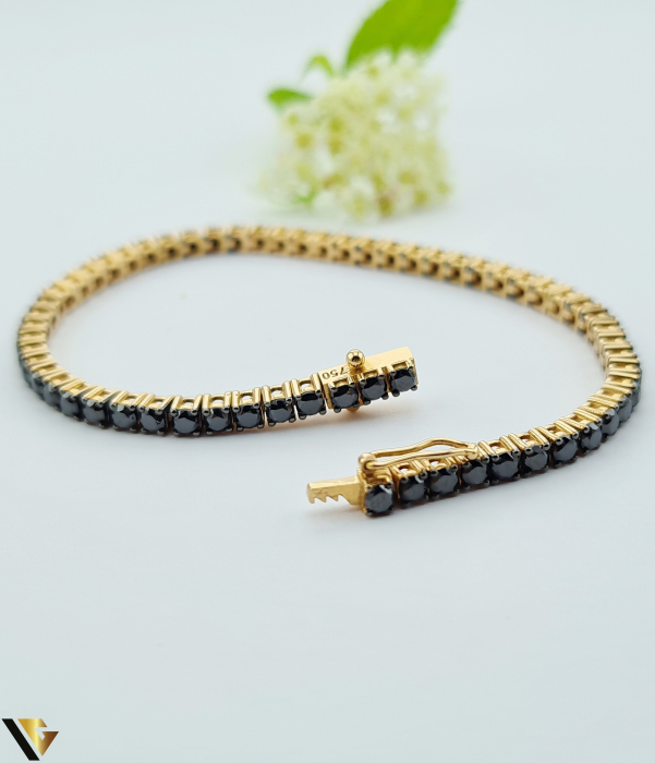 Bratara Tennis Aur Rose 18k, Diamante negre 3.38 ct [2]