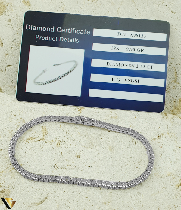 Bratara Tennis din Aur Alb 18K, Diamante 2.19 ct [4]