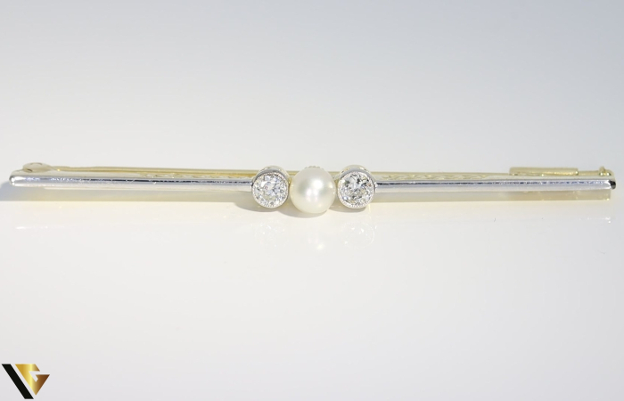 Brosa Aur 14K, Diamante 0.20 ct, Perla [3]