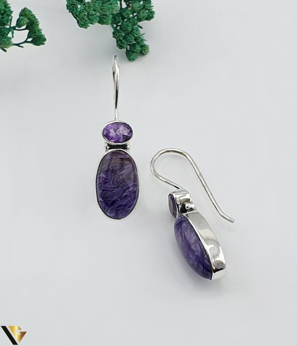 Cercei Argint 925, Ametist si Charoite [1]