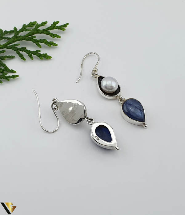 Cercei Argint 925, Perla si Kyanite [2]