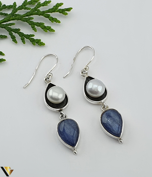 Cercei Argint 925, Perla si Kyanite [1]