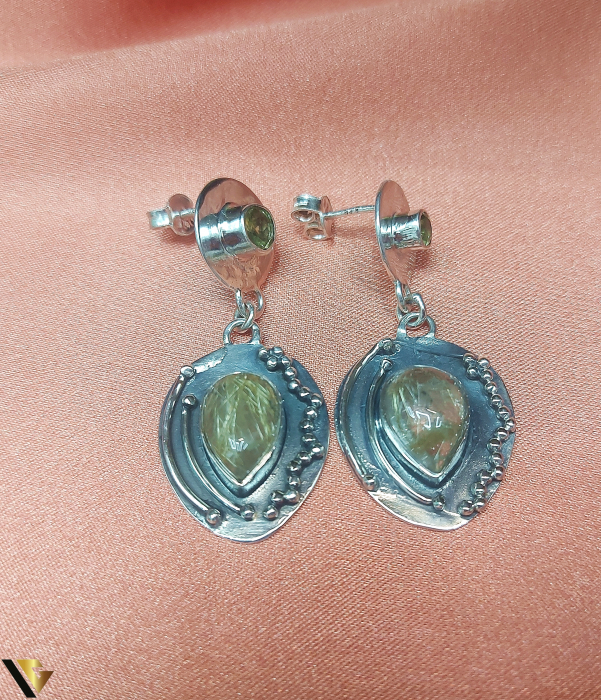 Cercei Argint 925, Cuart Rutilat si Peridot [2]