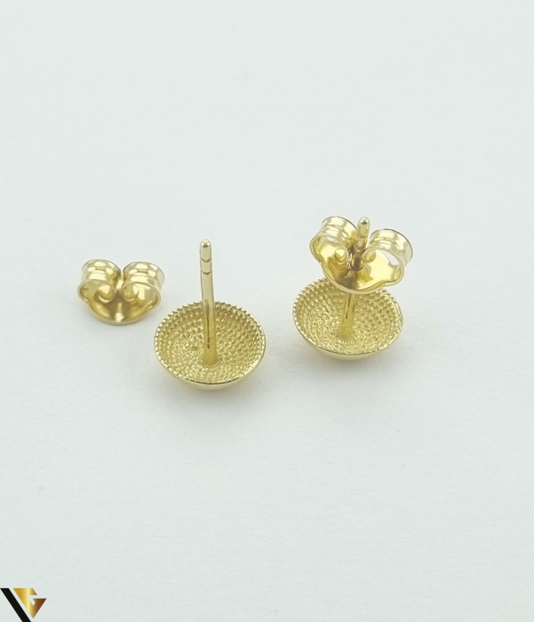 Cercei aur 14k Greutate: 1.14 grame Dimensiune: 8 mm / 8  mm Sistem de prindere: tija + fluturas Marcaj / titlu: 585 Locatie: HARLAU Tel: 0723353111 [3]