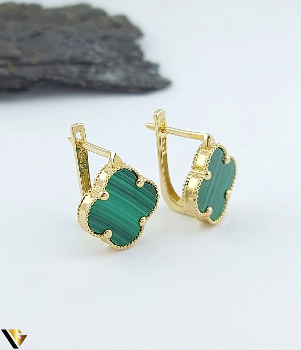 Cercei Aur 14K, Malachit [1]