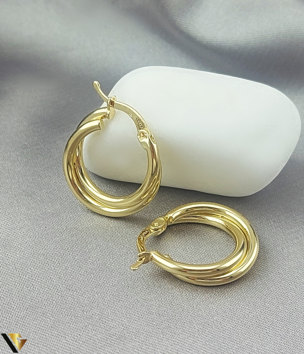 Cercei aur 14k, aur galben, rotunzi Greutate: 2.80 grame Diametru interior: 17 mm Latime: 4 mm Marcaj / titlu: 585 Locatie: Bacau Calea Republicii Tel: 0758108978 [2]