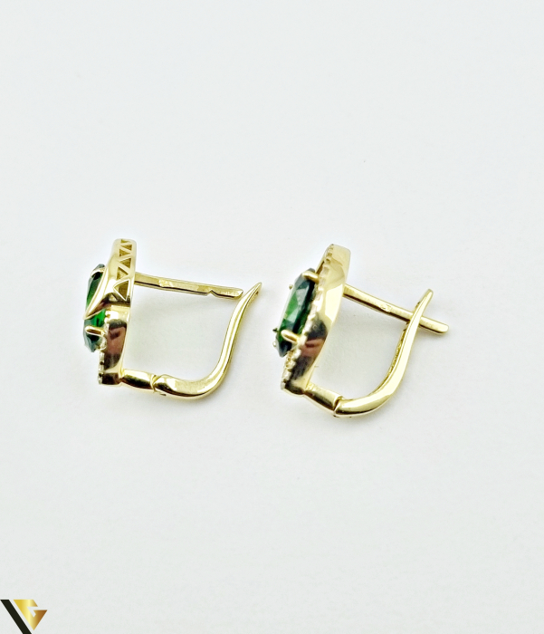 Cercei aur 14k,cubic zirconia Greutate: 2.86 grame Dimensiune: 13.45mm / 9.30 mm Marcaj / titlu: 585 Locatie: HARLAU Tel: 0723353111 [4]