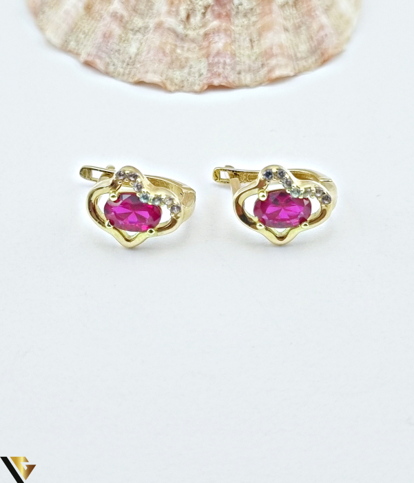 Cercei aur 14k,cubic zirconia Greutate: 2.16 grame Dimensiune: 10.00 mm / 8.70 mm Marcaj / titlu: 585 Locatie: HARLAU Tel: 0723353111 [2]