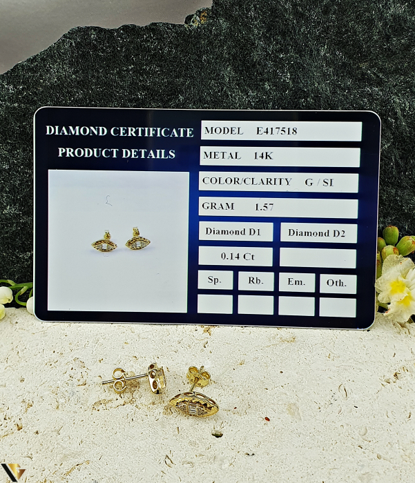 Cercei Aur 14k, Diamante 0.14 ct in total [3]