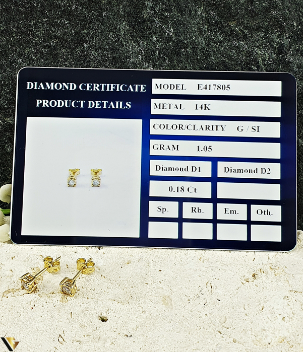 Cercei Aur 14k, Diamante 0.18 ct in total [3]