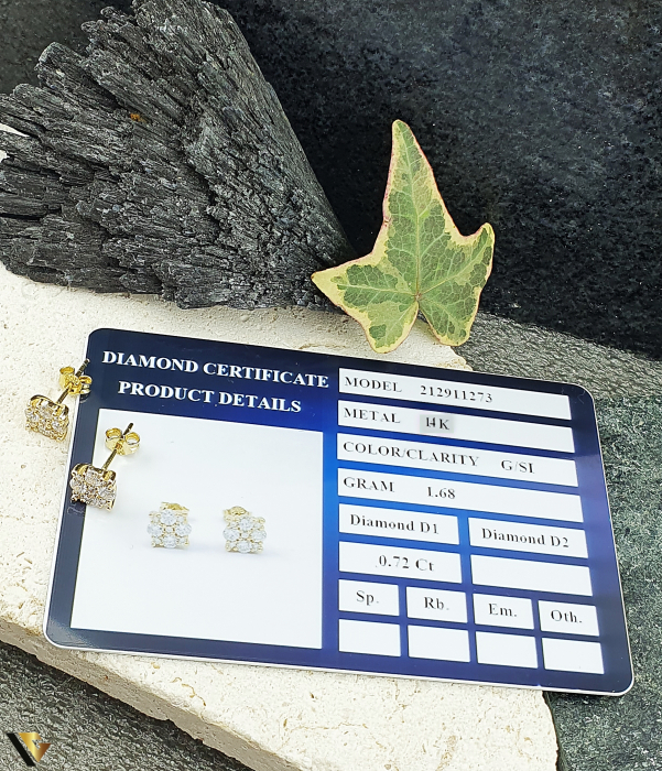 Cercei Aur 14k, Diamante 0.72 ct in total [3]