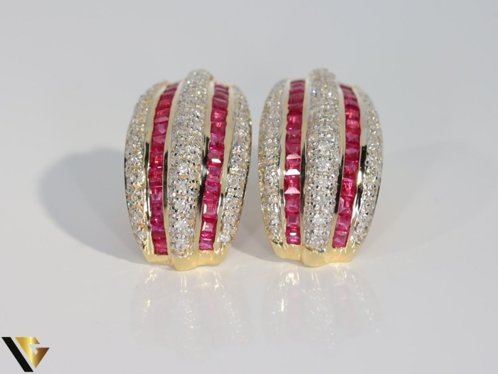 Cercei Aur 14k, Diamante 0.77 ct, Rubine [2]