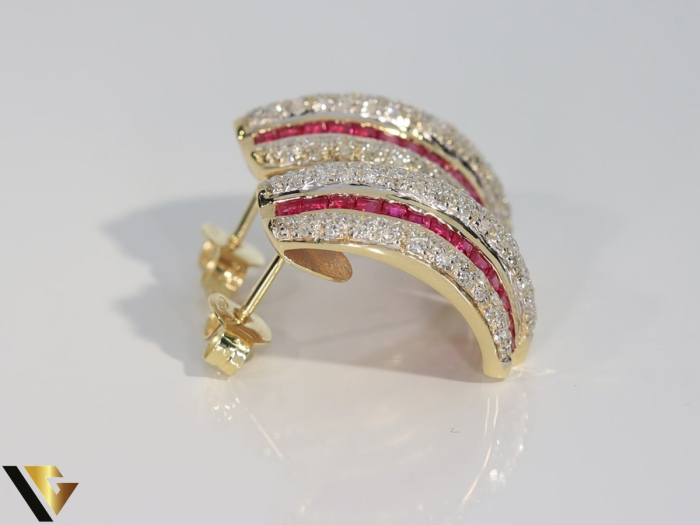 Cercei Aur 14k, Diamante 0.77 ct, Rubine [3]