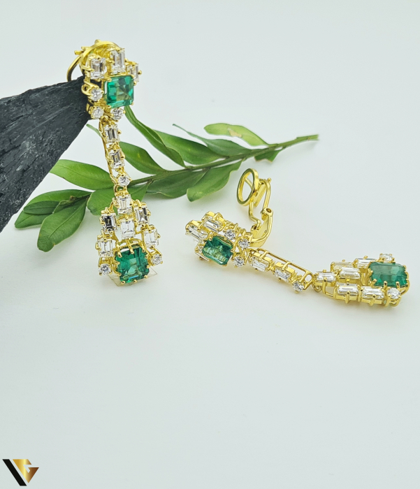 Cercei Aur 14k, Diamante 4.67 ct, Smaralde [3]