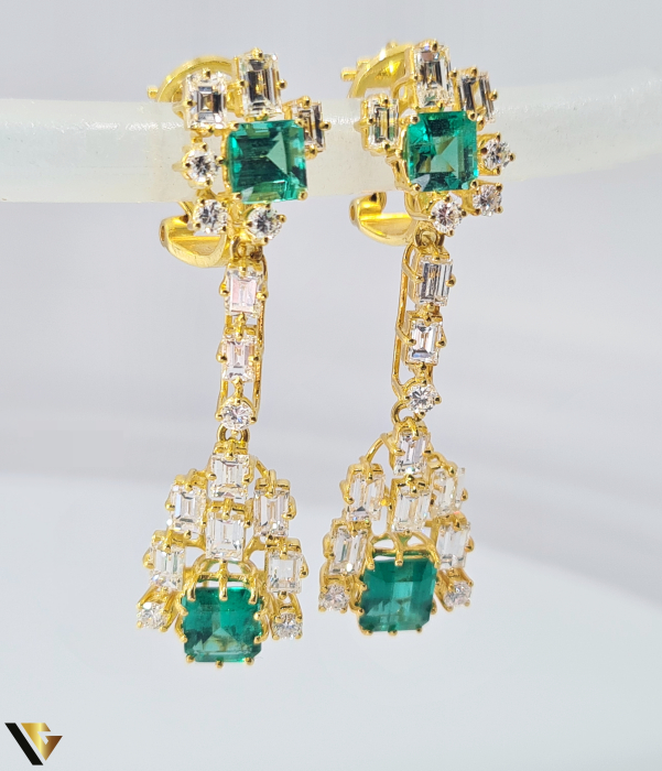 Cercei Aur 14k, Diamante 4.67 ct, Smaralde [5]