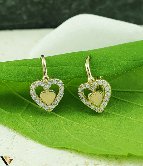 Cercei Aur 14K, Inima, Zirconiu [3]