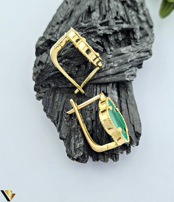 Cercei Aur 14k ,Malachit [2]