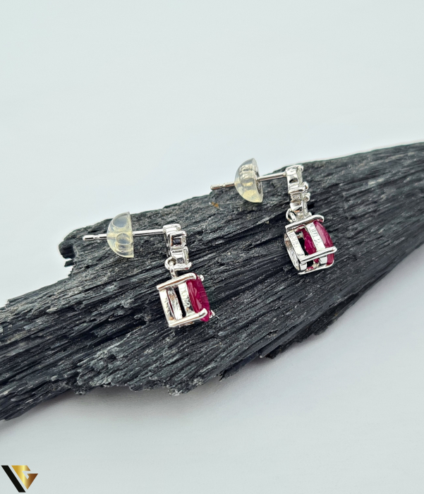 Cercei Aur 18k, Diamante 0.24 ct, Rubine [2]