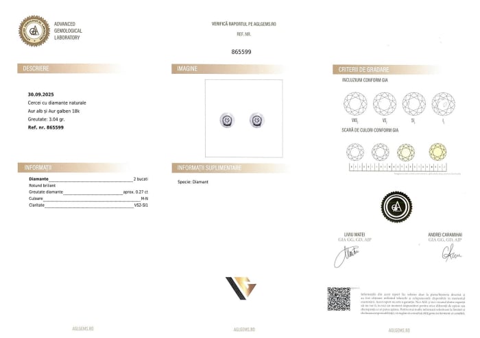 Cercei Aur 18k, Diamante 0.27 ct [3]