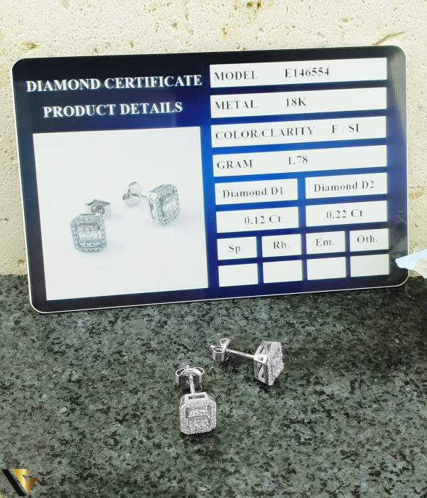 Cercei Aur Alb 18k, Diamante 0.34 ct [3]