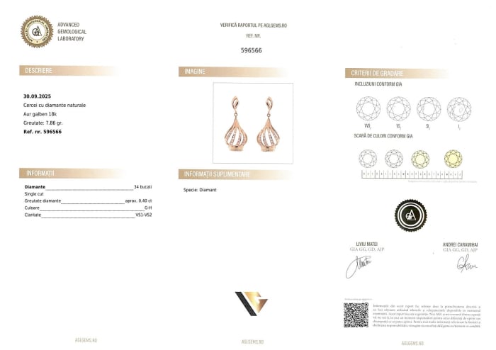 Cercei Aur 18k, Diamante 0.40 ct [3]