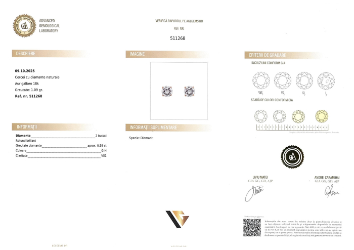 Cercei Aur 18k, Diamante 0.59 ct [5]