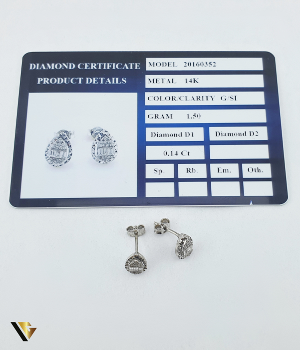 Cercei Aur Alb 14k, Diamante 0.14 ct [3]