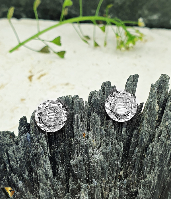 Cercei Aur Alb 14k, Diamante 0.16 ct in total [3]