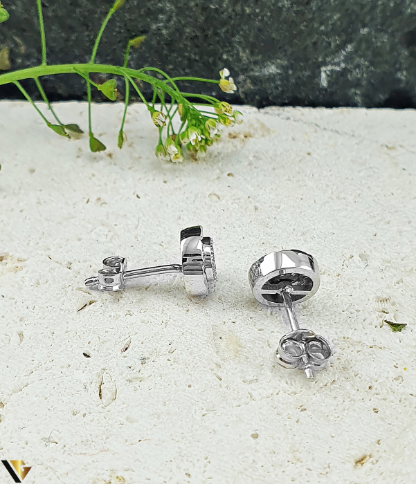 Cercei Aur Alb 14k, Diamante 0.16 ct in total [2]