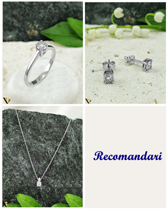 Cercei Aur Alb 14k, Diamante 0.18 ct in total [3]