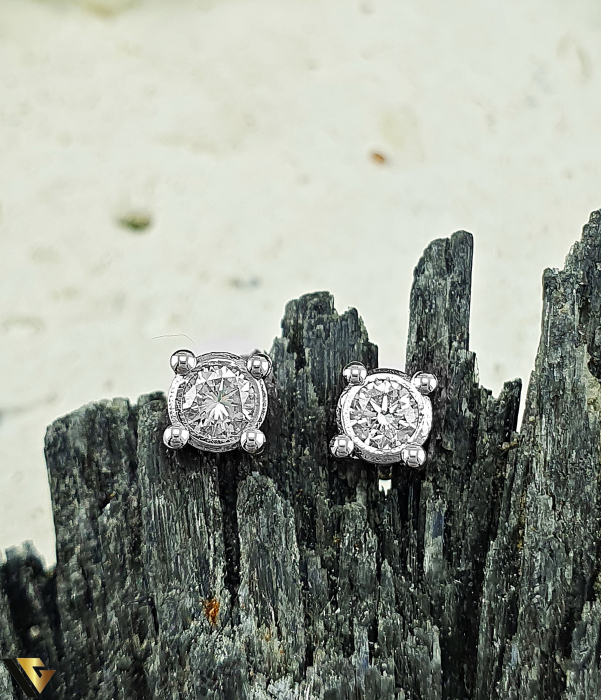 Cercei Aur Alb 14k, Diamante 0.18 ct in total [2]