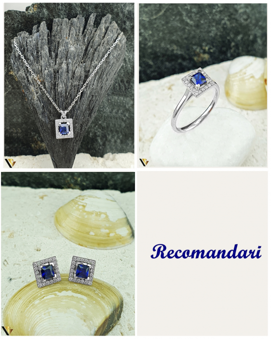 Cercei Aur Alb 14k, Diamante 0.20 ct, Safire [4]