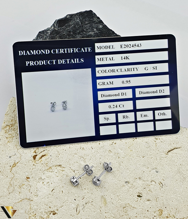Cercei Aur Alb 14k, Diamante 0.24 ct in total [3]
