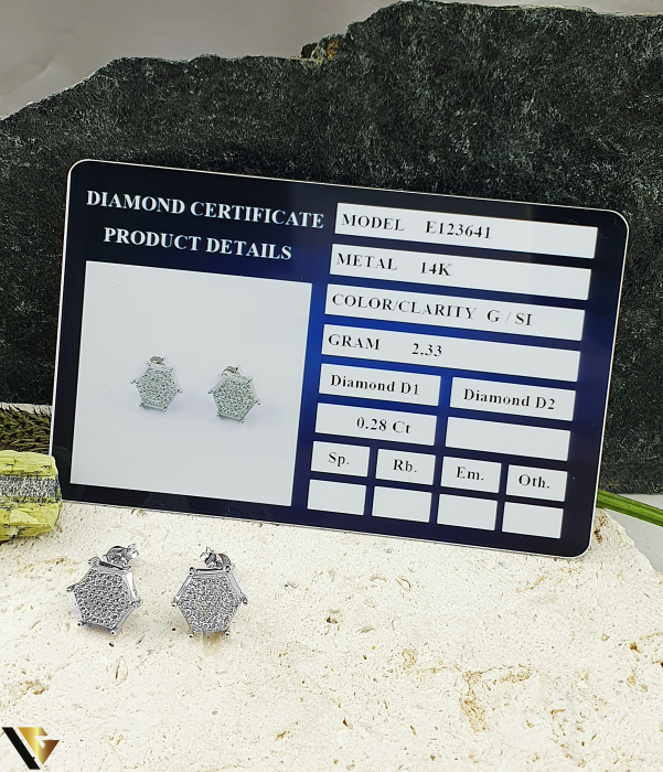 Cercei Aur Alb 14k, Diamante 0.28 ct in total [3]