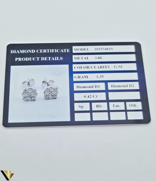 Cercei Aur Alb 14k ,Diamante 0.42 ct [4]