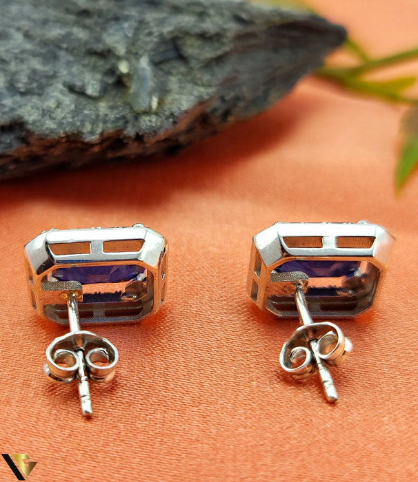 Cercei Aur Alb 14k, Diamante 0.48 CT, Safire [2]