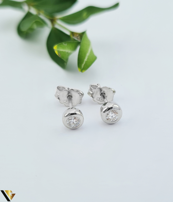Cercei Aur Alb 18k, Diamante 0.17 ct [1]