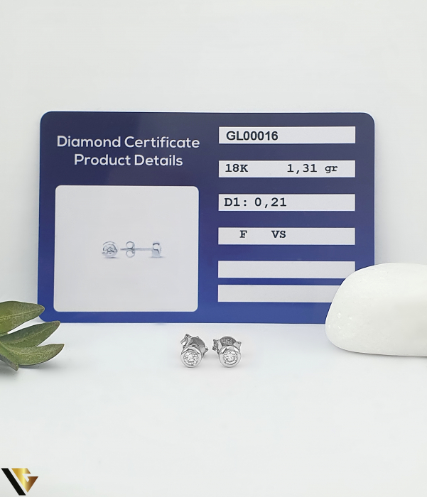 Cercei Aur Alb 18k, Diamante 0.21 ct [2]