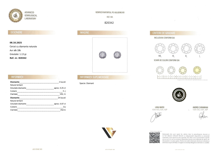 Cercei Aur Alb 18k, Diamante 0.32 ct [4]