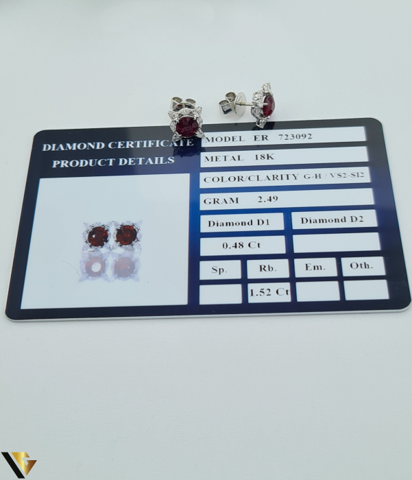 Cercei Aur Alb 18k, Diamante 0.48 ct si Rubine 1.52 ct [4]