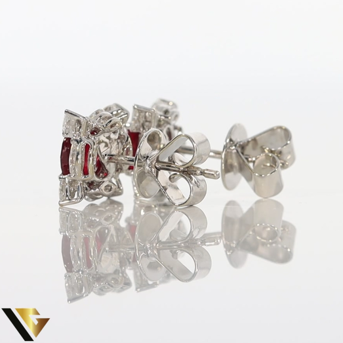 Cercei Aur Alb 18k, Diamante 0.48 ct si Rubine 1.52 ct [3]