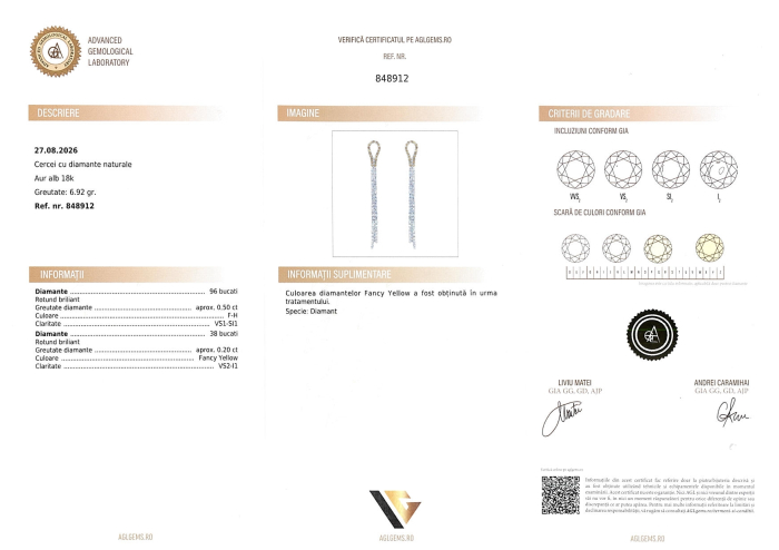 Cercei Aur Alb 18k, Diamante 0.70 ct [4]