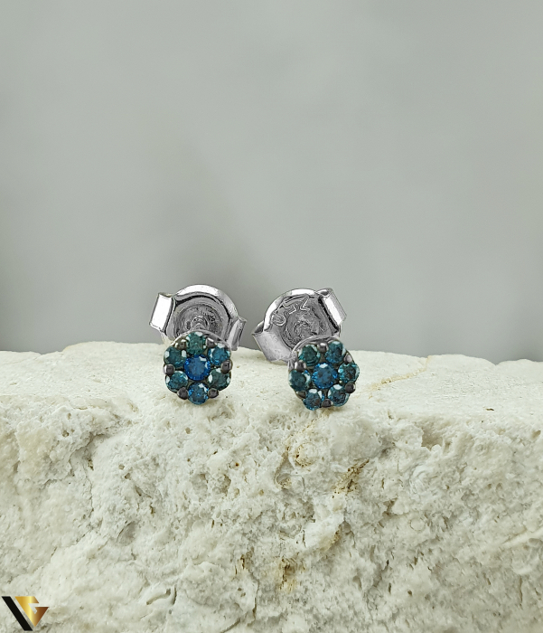 Cercei Aur Alb 18k, Diamante 0.14 ct [2]