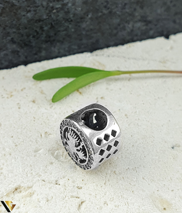 Charm / Talisman din Argint 925, Zirconiu VULTUR DOUA CAPETE [2]