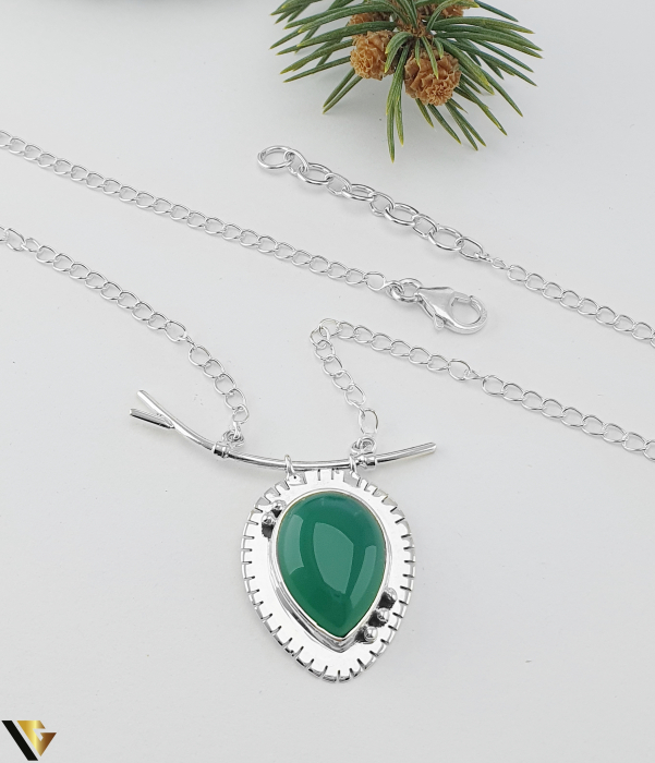 Colier Argint 925, Onix Verde [2]