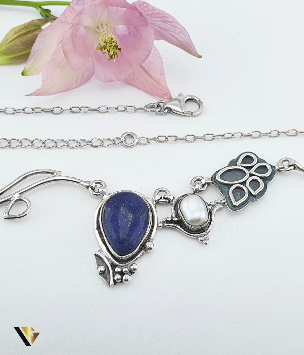 Colier Argint 925,Lapis Lazului, Perla [2]