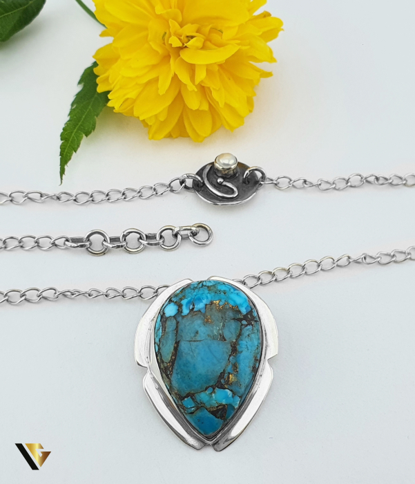Colier Argint 925, Turcoaz,  Perla [3]