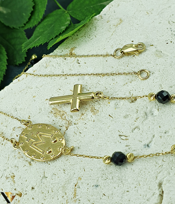 Colier Aur 14k, Rozariu  Cruce, Maica Domnului [3]